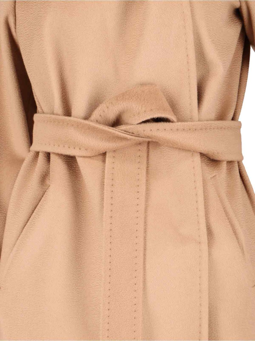Max Mara Belted Waist Hooded Jacket Pockets In Neutral