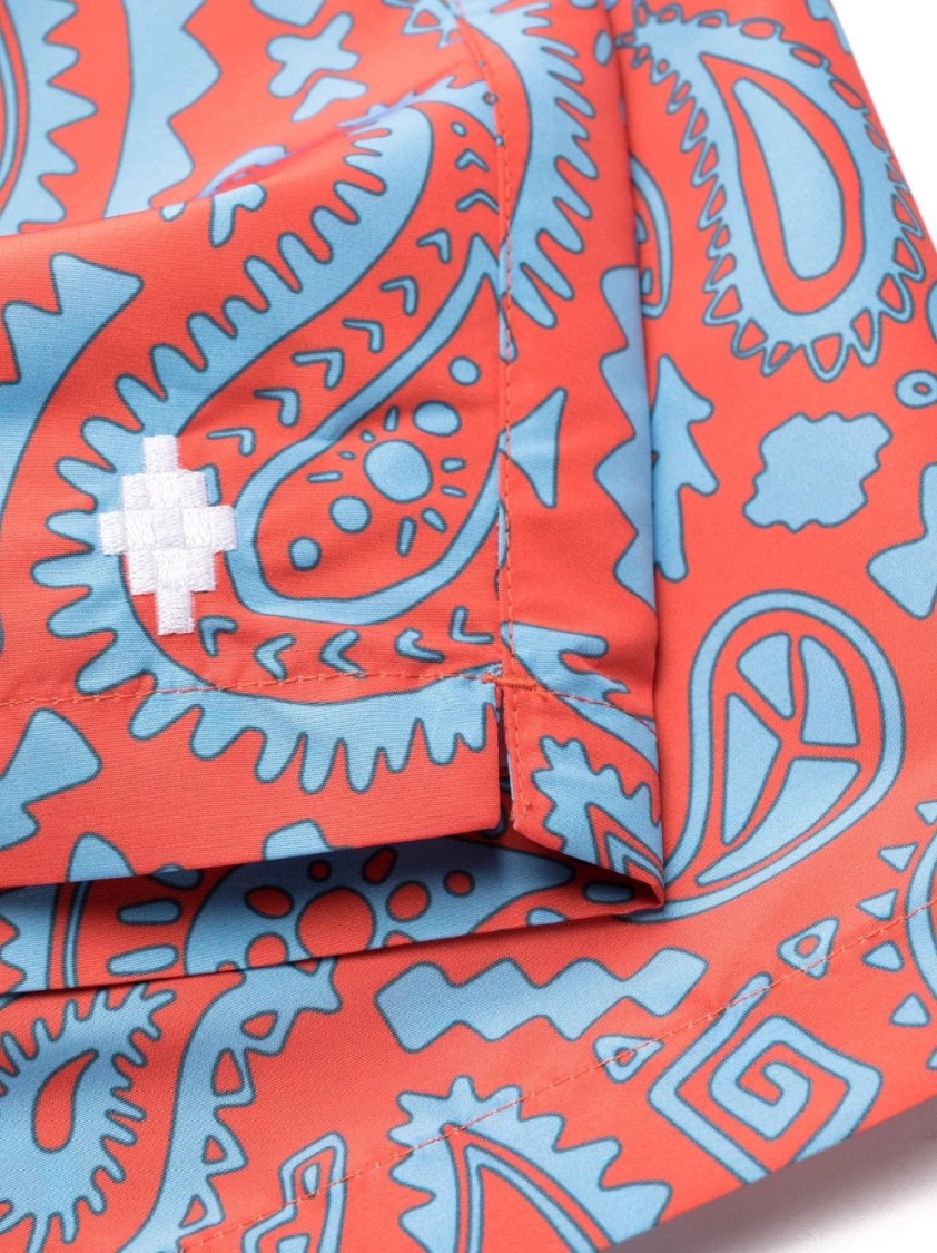 Marcelo Burlon County Of Milan Marcelo Burlon Man Swim Trunks Tomato Red Size M Polyester In Orange