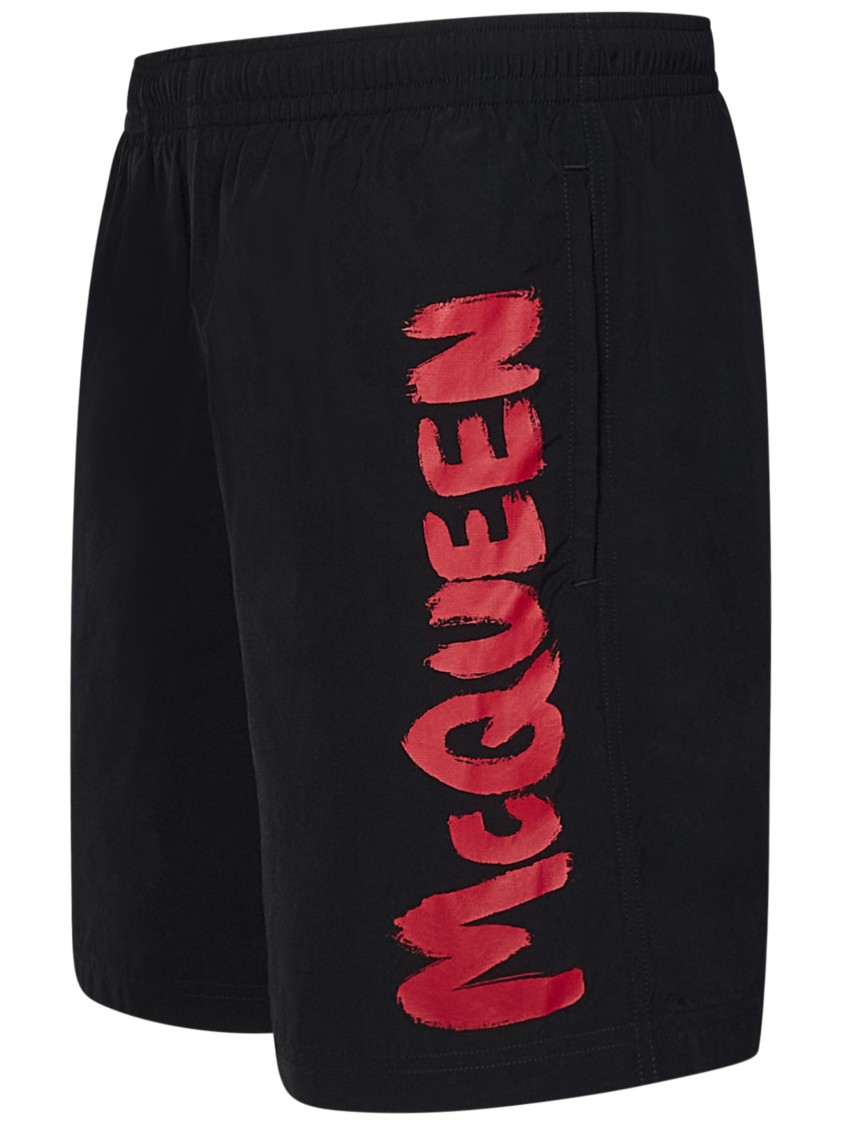 Shop Alexander Mcqueen Black Nylon Swim Shorts