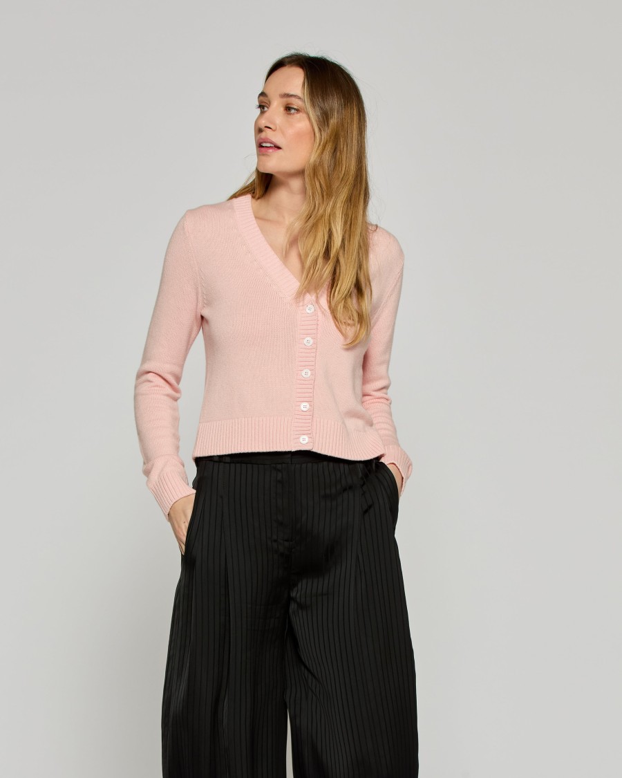 Serena Bute V-neck Semi Cropped Cardigan - Light Pink In Pink