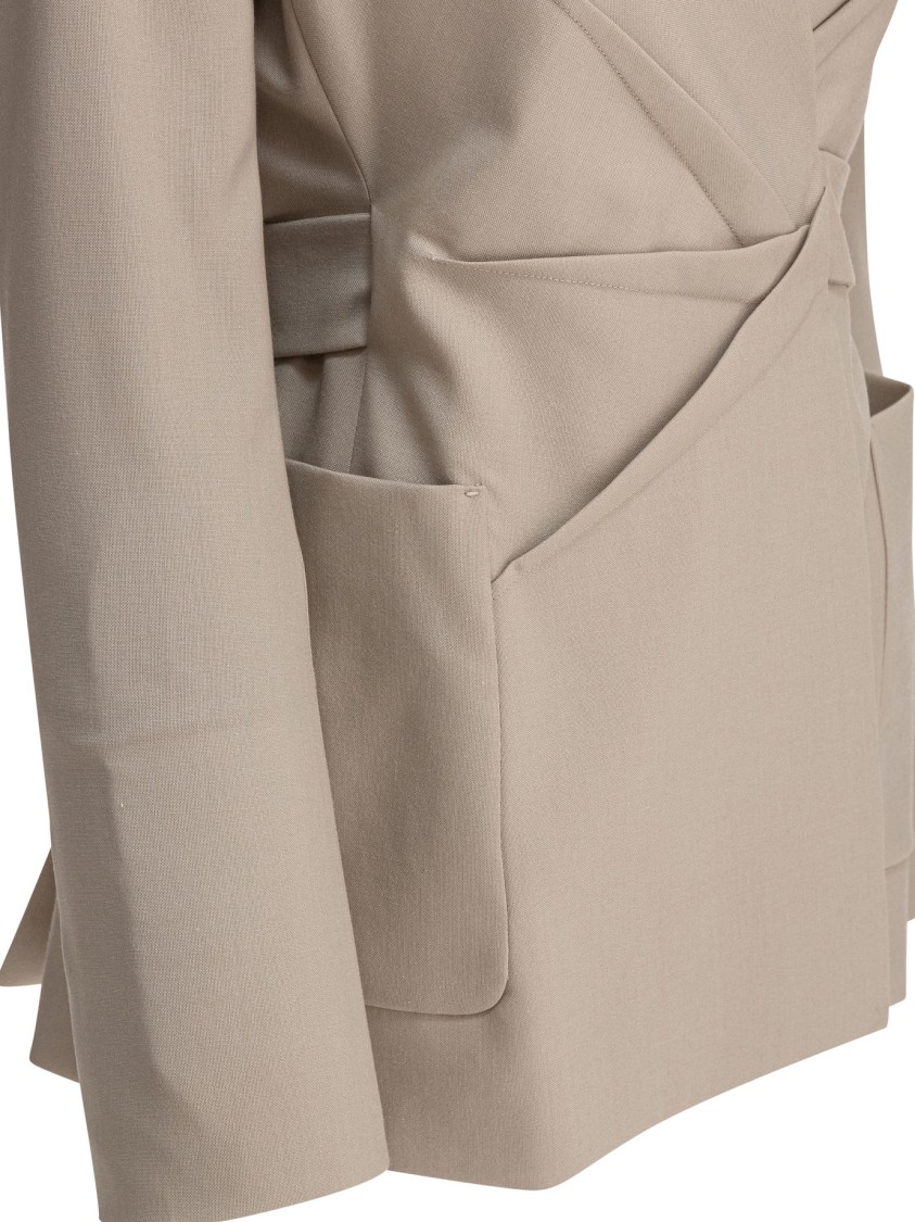Max Mara Single-breasted Blazer With Unique Wrap-style Design In Neutral