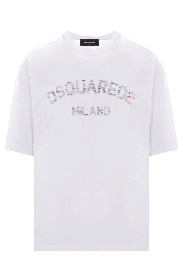 Dsquared2 Relaxed-fit Cotton T-shirt With Bold Graphic Print In White