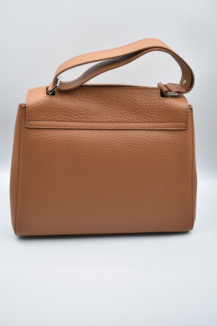 Orciani Brown Leather Handbag With Soft Structure In Brown