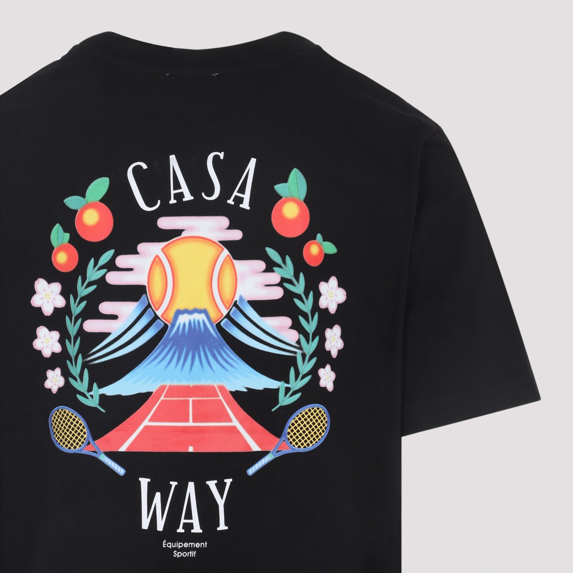 Casablanca Casa Way Mountain Printed Organic Cotton-jersey T-shirt In Black