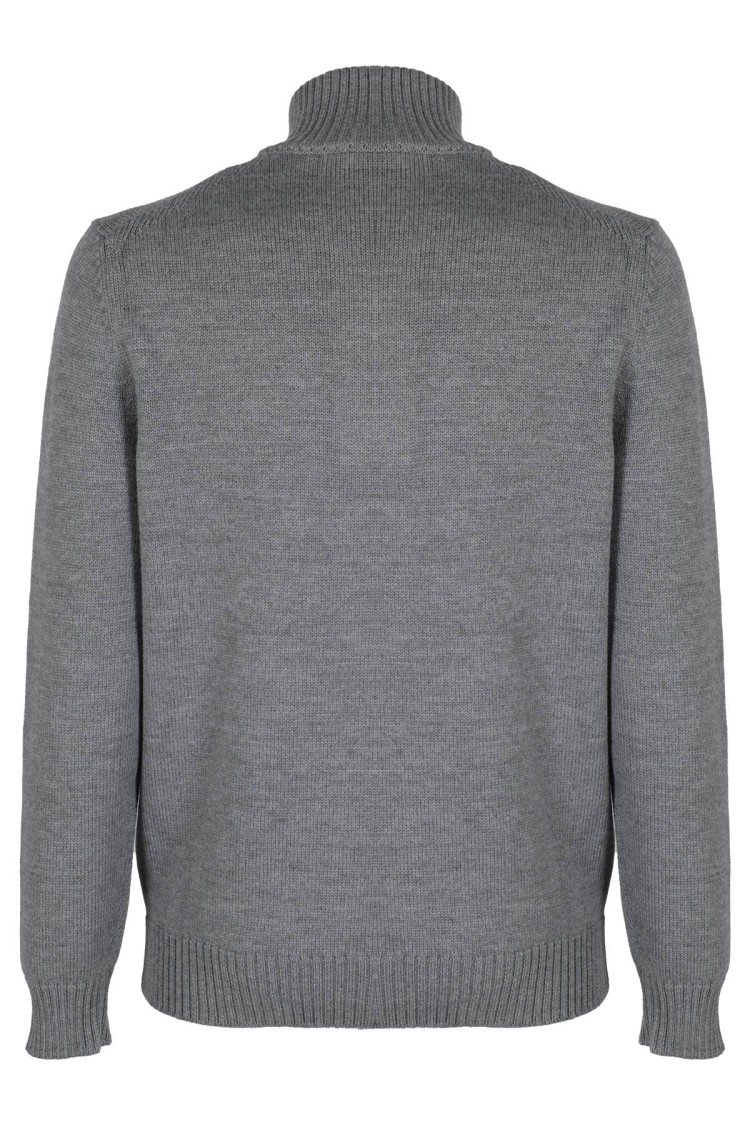 Fay Button-placket Virgin Wool Jumper In Grey