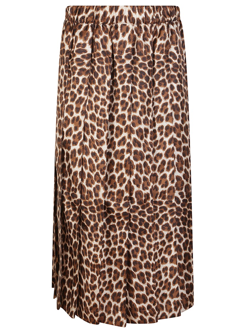 P.a.r.o.s.h . Pleated Leopard Print Maxi Skirt With Elastic Waist In Animal Print