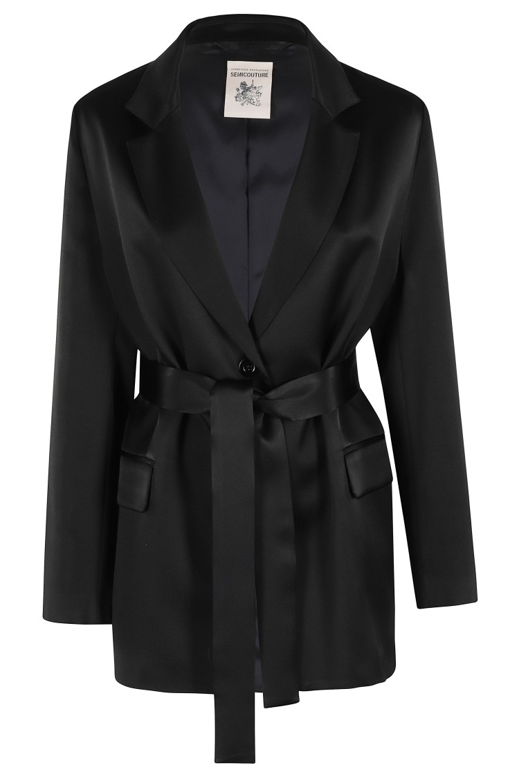 Shop Semicouture Semi Couture Christiana Black Satin Blazer
