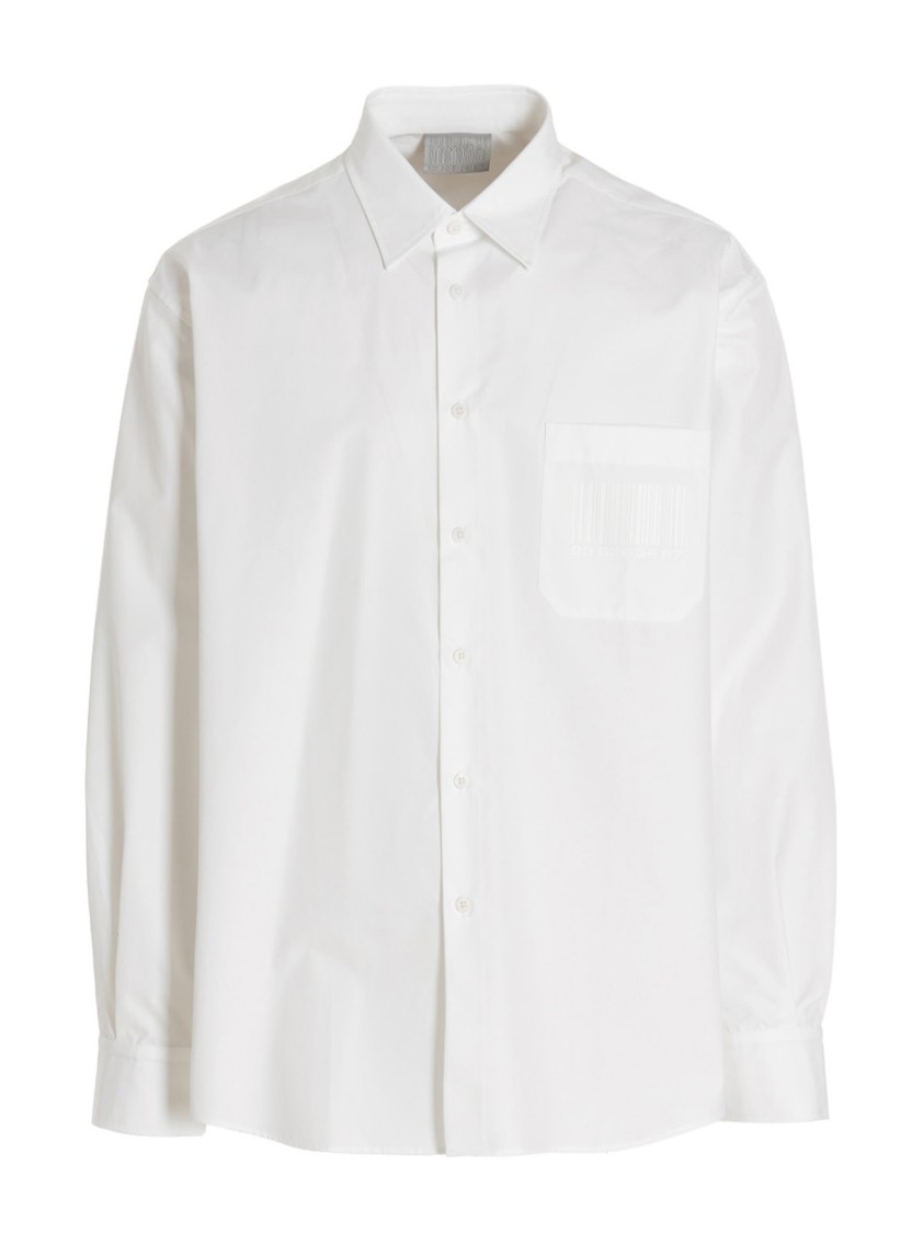 Vtmnts 'shirt Striped Collar Buttoned Pocket Front' In White