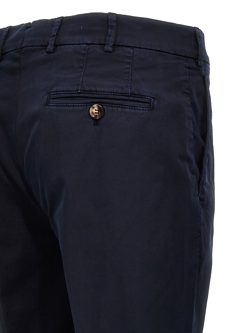Brunello Cucinelli Tailored Flat Front Pants In Blue Cotton In Blue