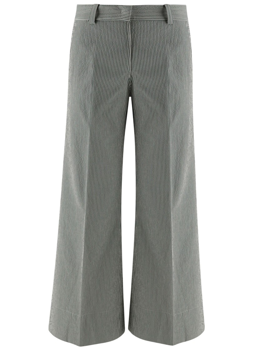 Shop Ql2 Cotton Blend Pants With Striped Pattern In Green