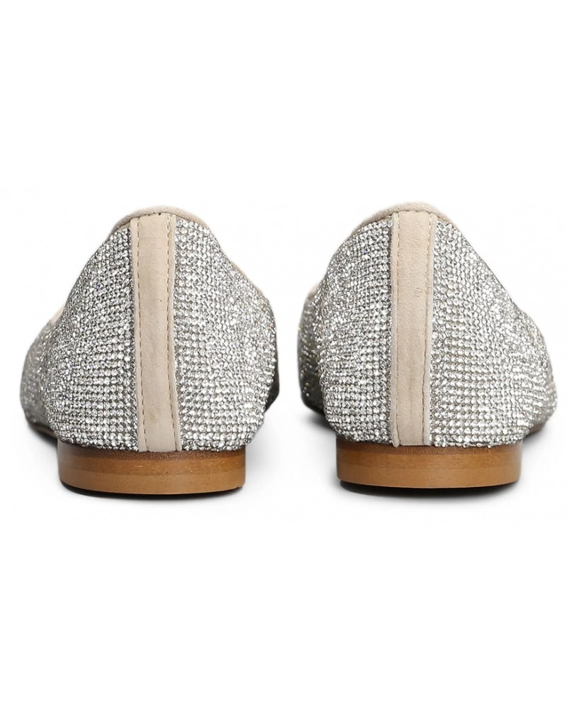 Anna F . Pointed Toe Flats With Shimmering Embellishments In Metallic