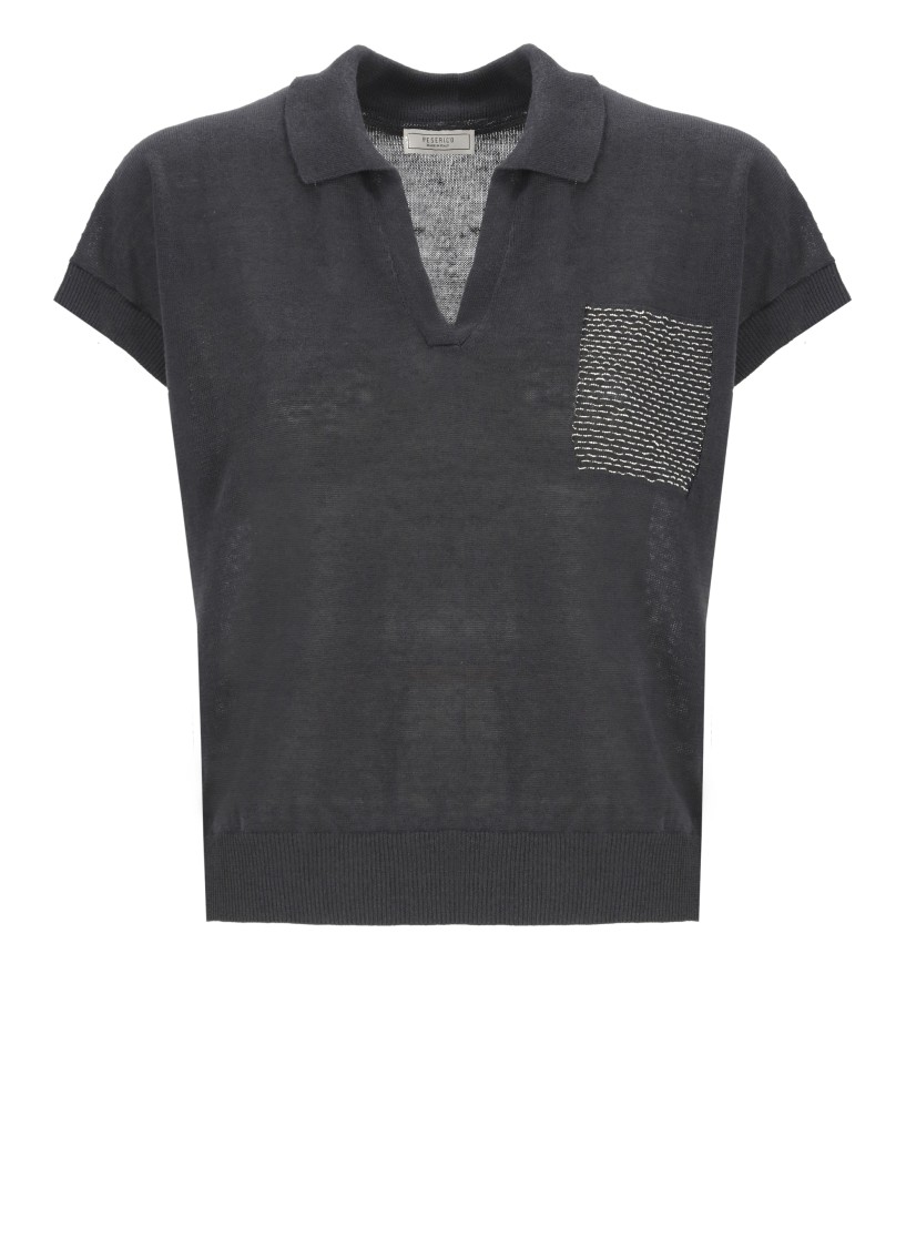 Shop Peserico Blue Linen And Cotton Sweater