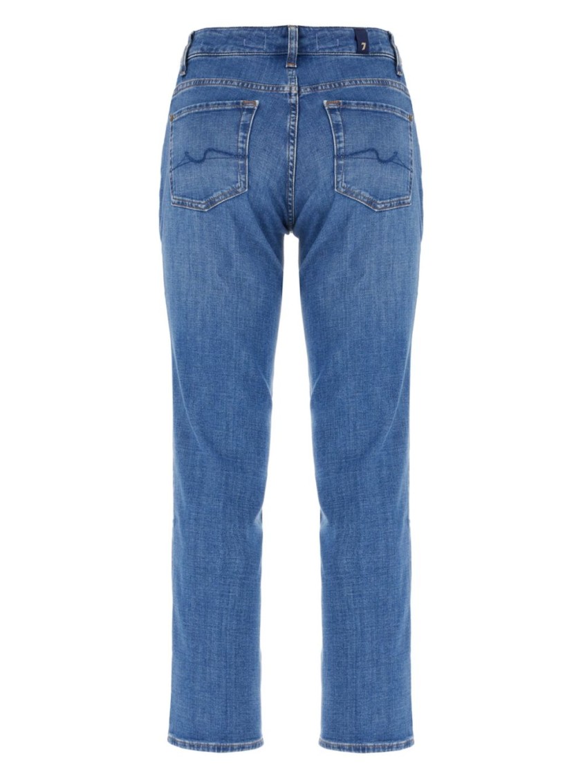 Shop Seven Indigo Blue Straight-fit Jeans With Embroidered Design