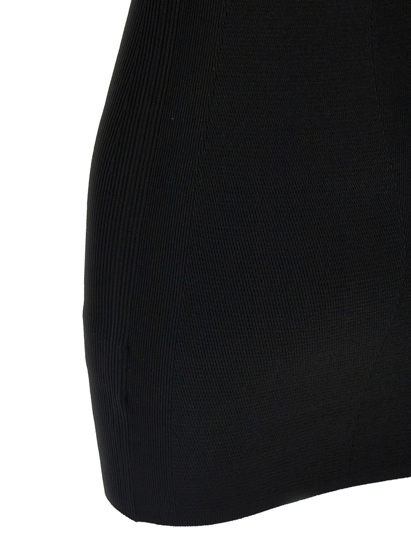 Diesel M-caddix Black Dress With Oval D Logo Plaque On The Front In Viscose Blend Woman In Black