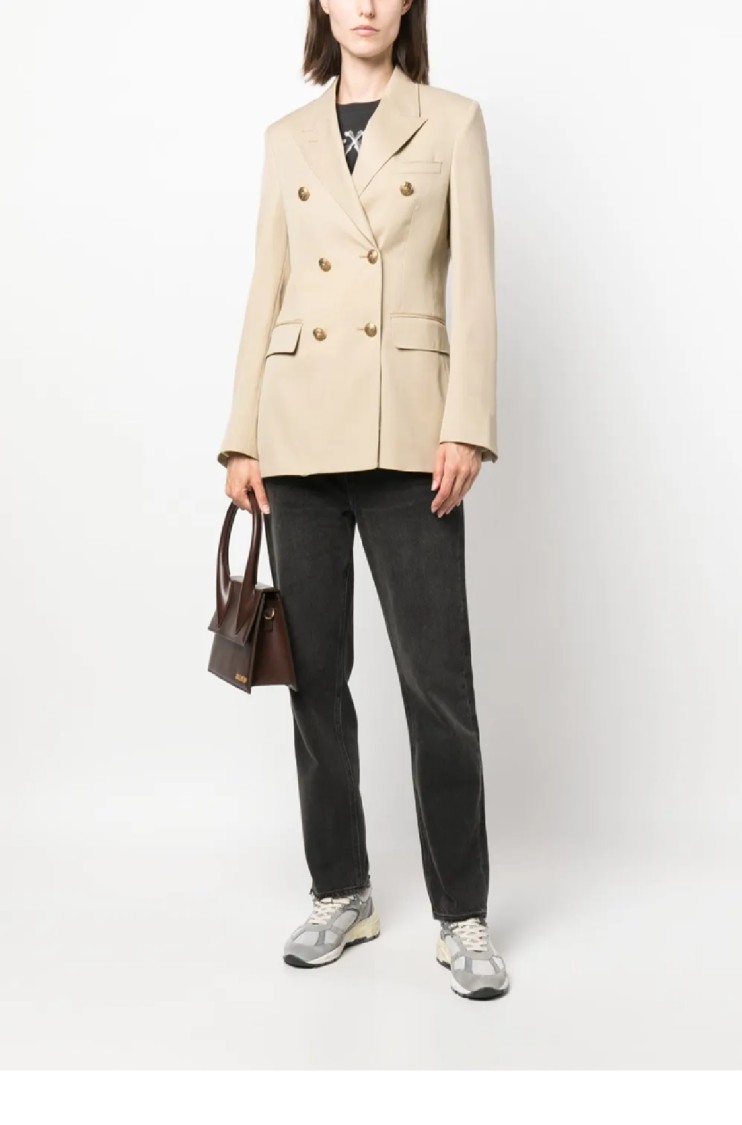 Golden Goose Beige Double-breasted Blazer With Peak Revers In Neutral