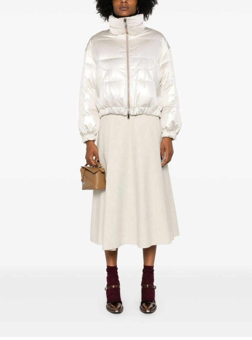 Brunello Cucinelli Reversible Down Jacket With High Collar In White