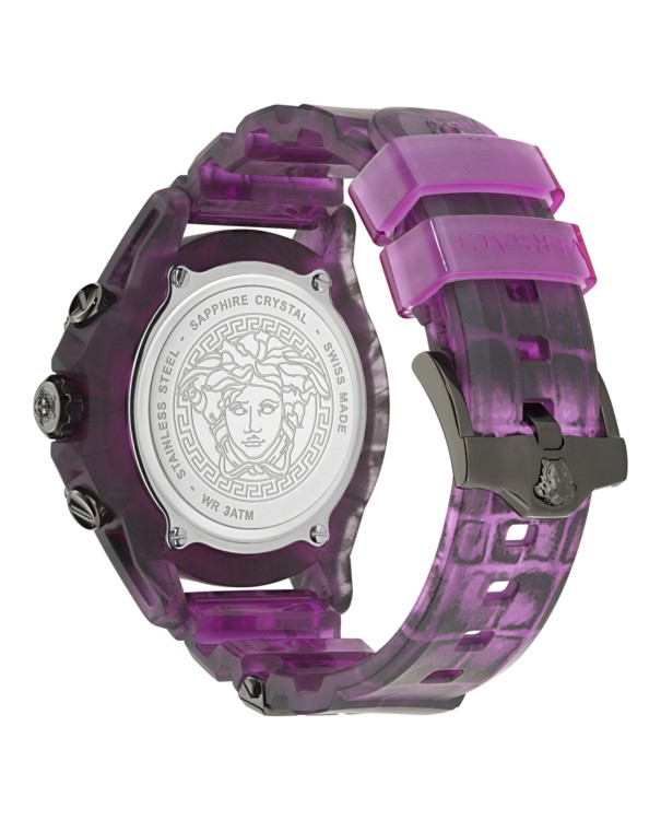 【完売品】VERSACE icon active アイコン　ゴールド/パープル Versace Unisex Icon Active Chronograph Purple Silicone Strap