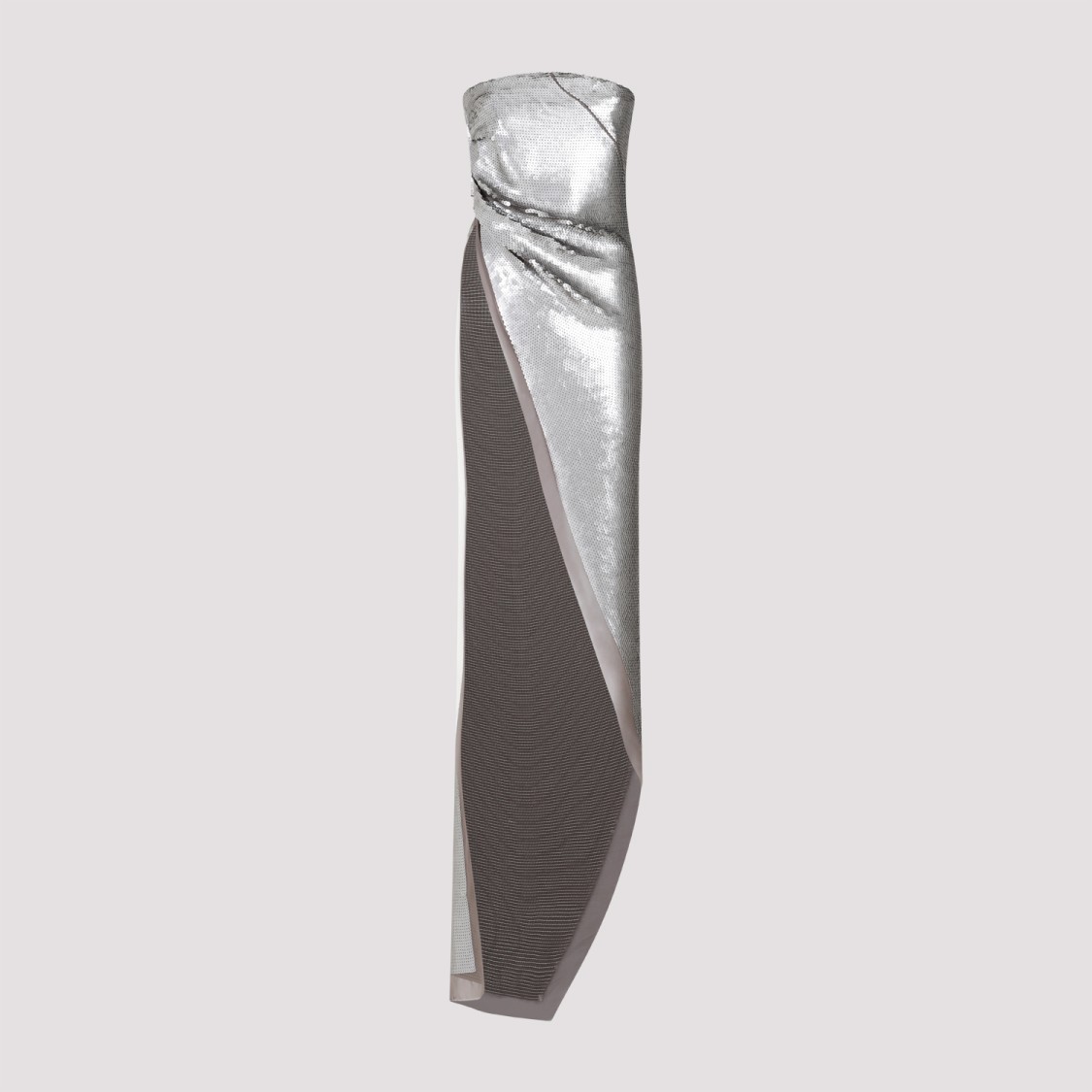 Rick Owens Grey Dust Pearl Sequinned Long Top