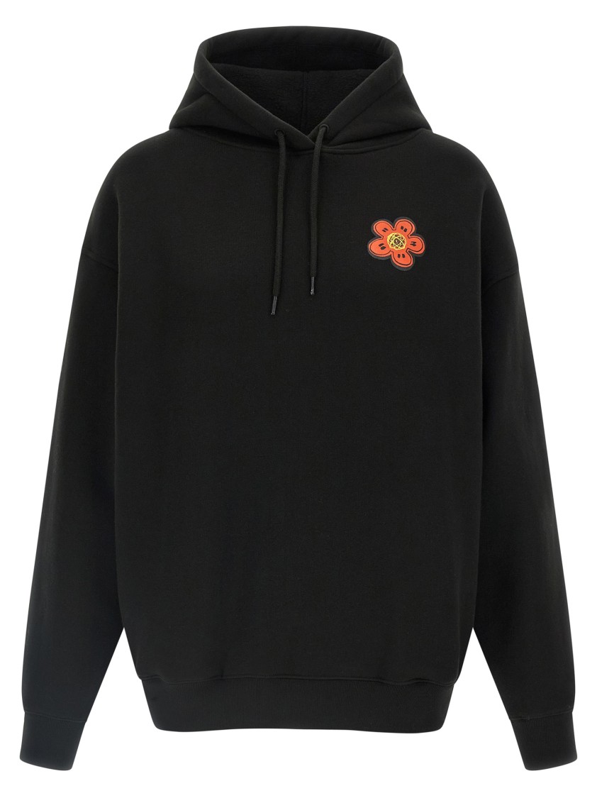 Kenzo Floral Print Hoodie In Black