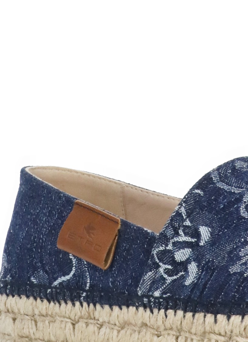 Etro Paisley Denim Jacquard Platform Espadrilles In Grey