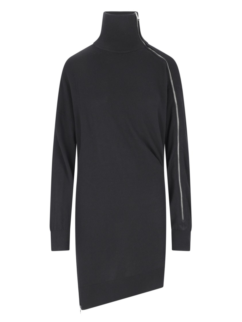 Isabel Marant Black Wool Blend Zip Knit Dress In Black