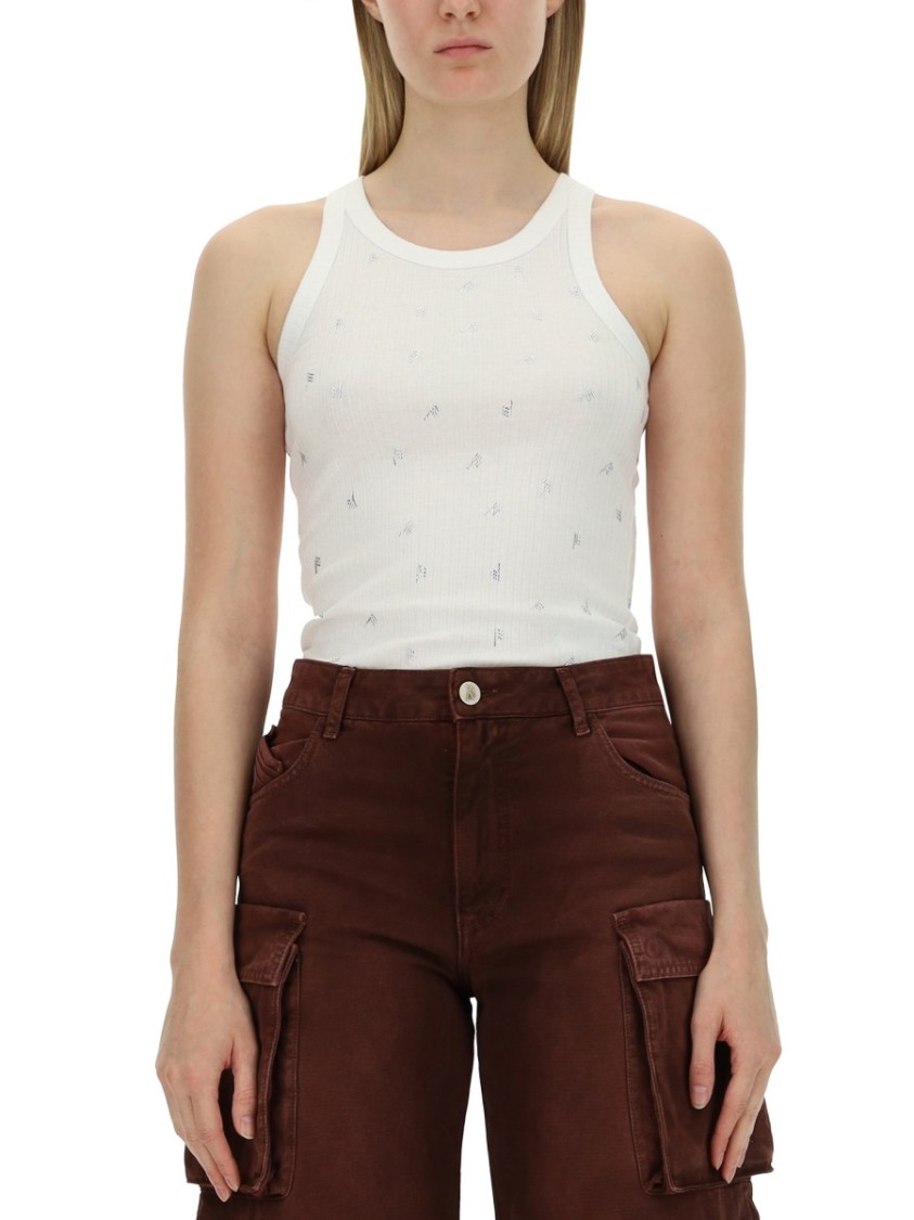 Attico Tank Top In White Cotton In White