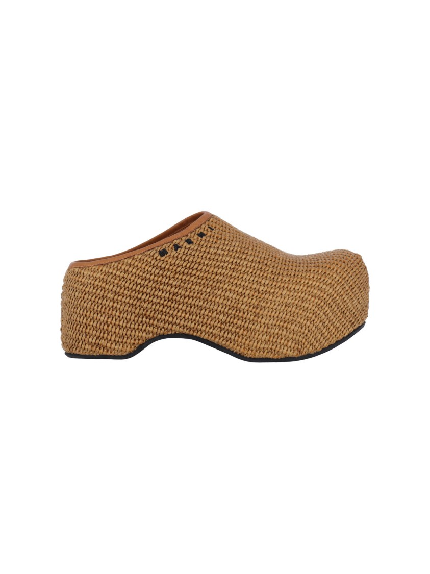 Marni Heel Sandals With Woven Texture Platform