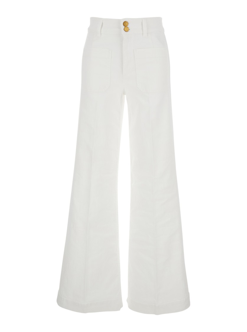 Seafarer 'jane' White Pants With Patch Pockets On The Front And Logo Patch On The Back
