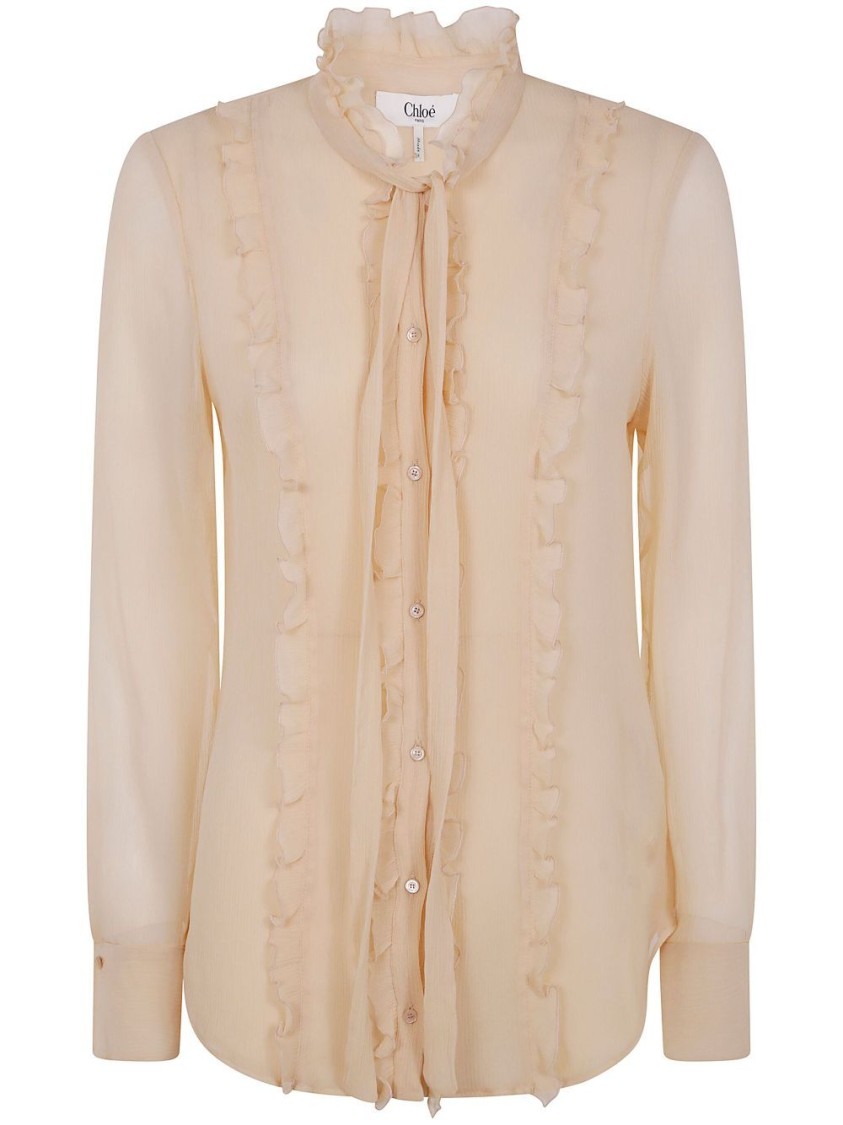 CHLOÉ CHLOÉ RUFFLED SILK SHIRT WITH SHEER ELEGANCE 