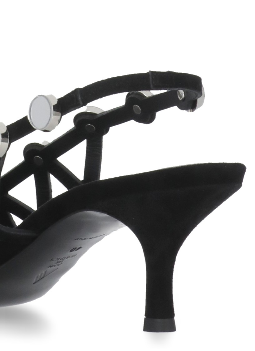 Attico The Black Open Lattice Design Low-heeled Shoes In Black