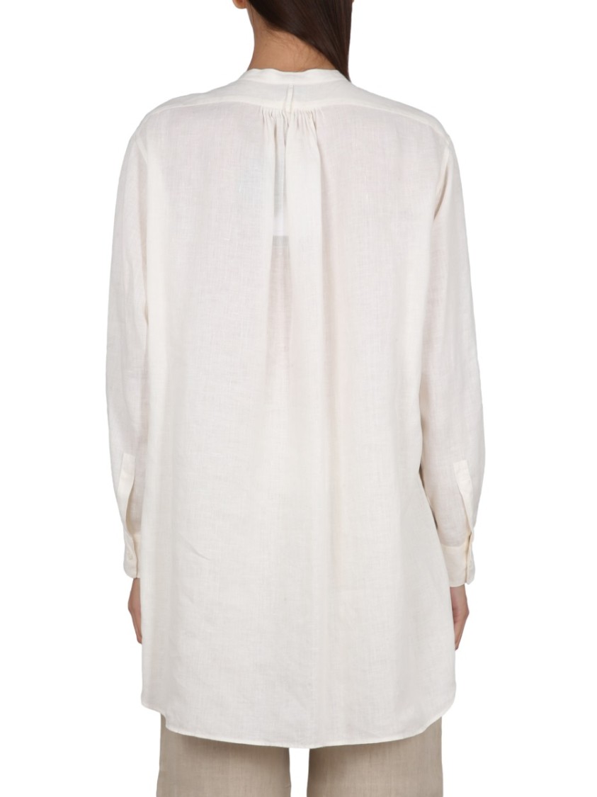 Shop Aspesi White Linen Tunic Shirt