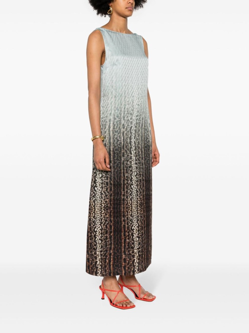 Fendi Silk Midi Dress With Gradient Design In Multi