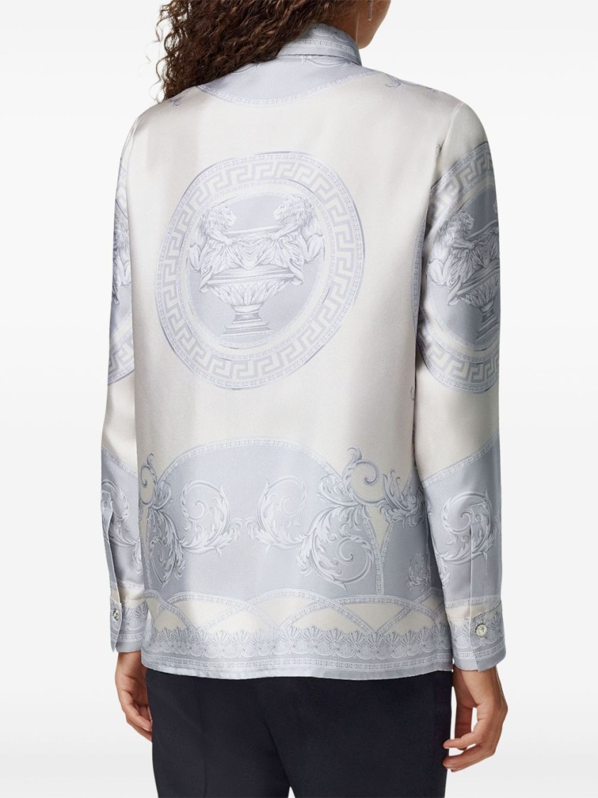 Versace Women's Printed Silk Shirt In Neutrals