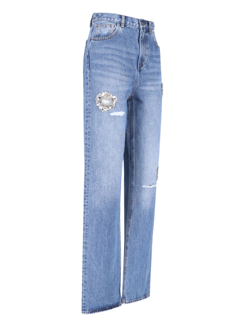 AREA AREA CRYSTAL-EMBELLISHED LIGHT BLUE COTTON JEANS