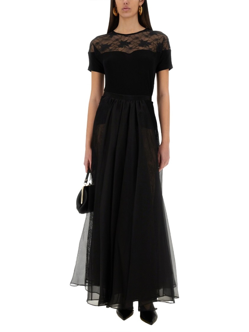 Nina Ricci Slim-fit Top With Delicate Lace Insert In Black
