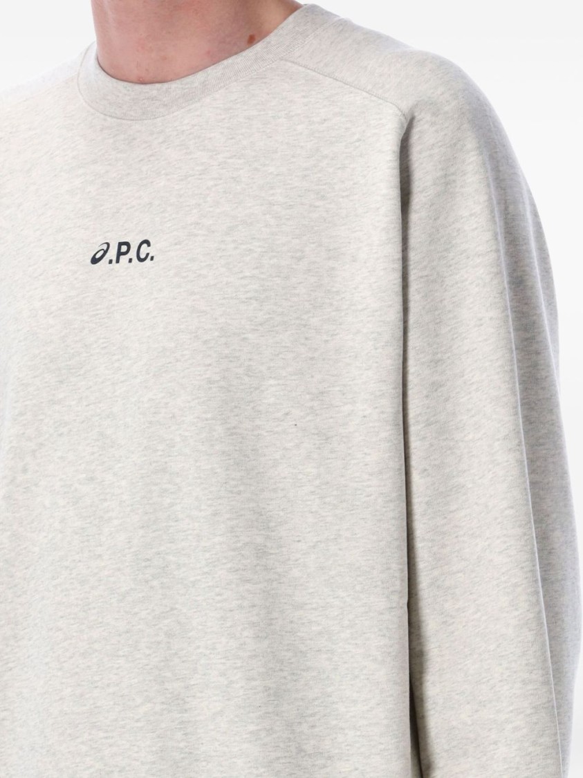 A.p.c. X Asics Grey Cotton Crewneck Sweatshirt With Logo Print