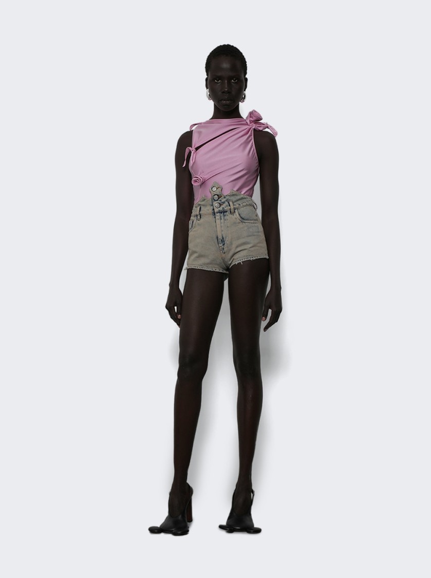 Coperni Sleeveless Side Slit Top Soft Asymmetric Bow In Purple