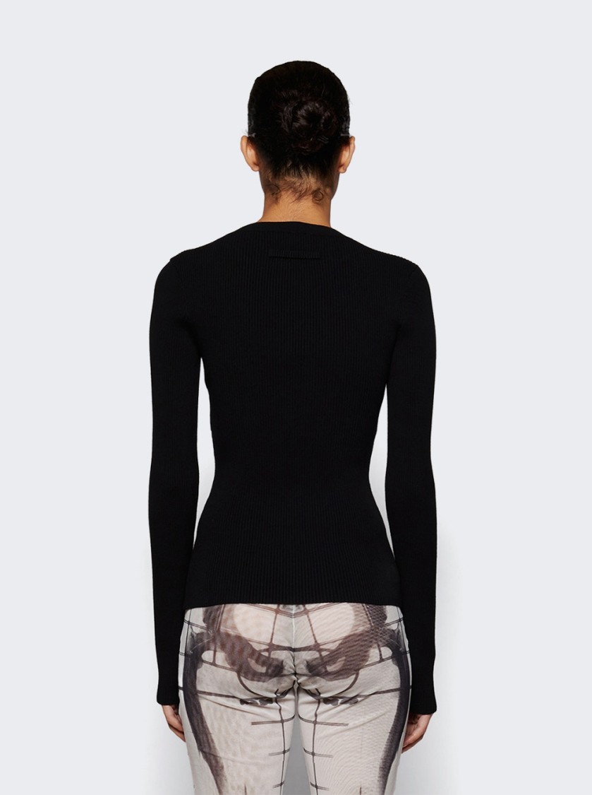 Jean Paul Gaultier Top With Transparent Chevron Black In Black
