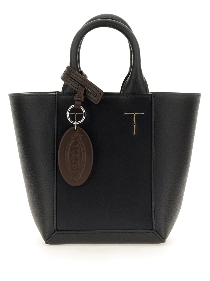 Tod's Structured Black Calfskin Shopping Bag
