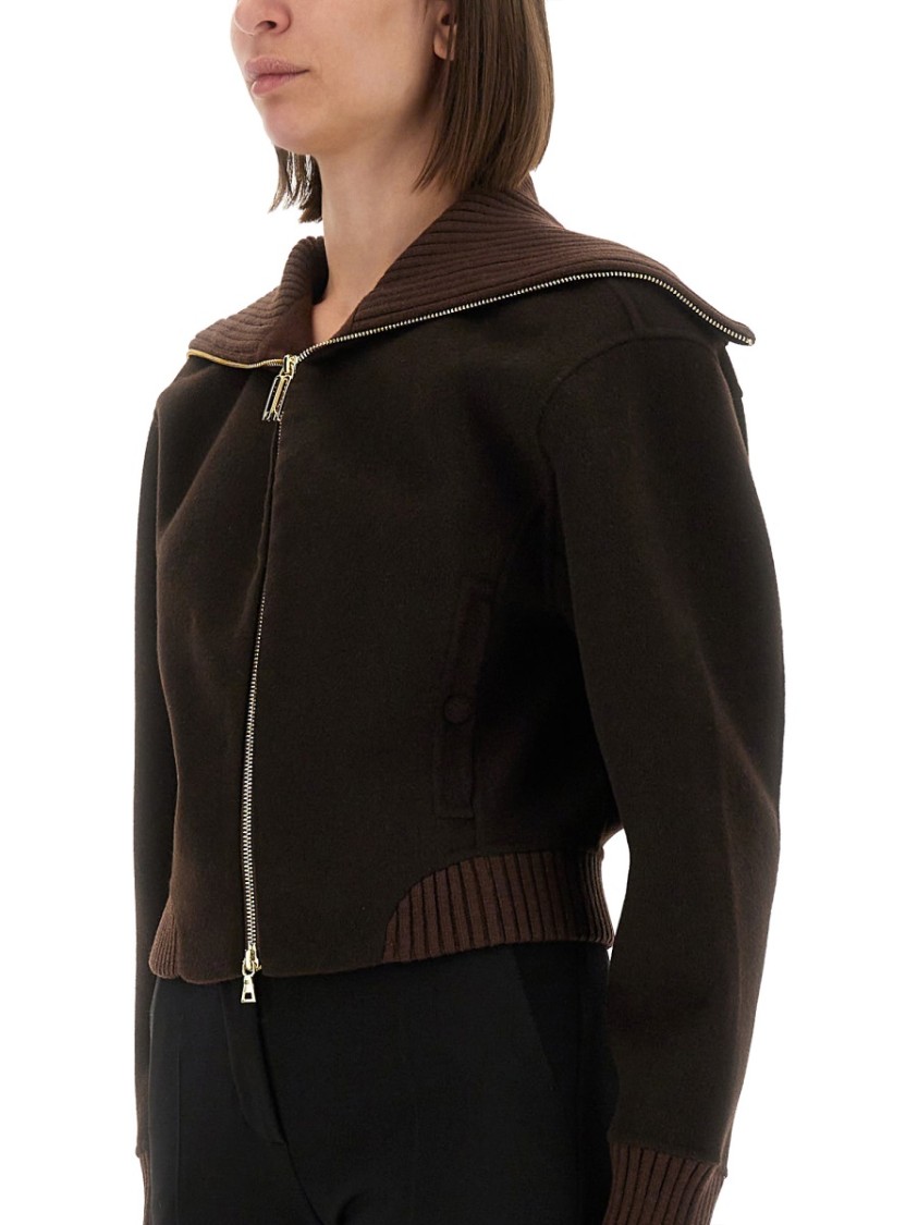 Victoria Beckham Zippered Wool Jacket In Black