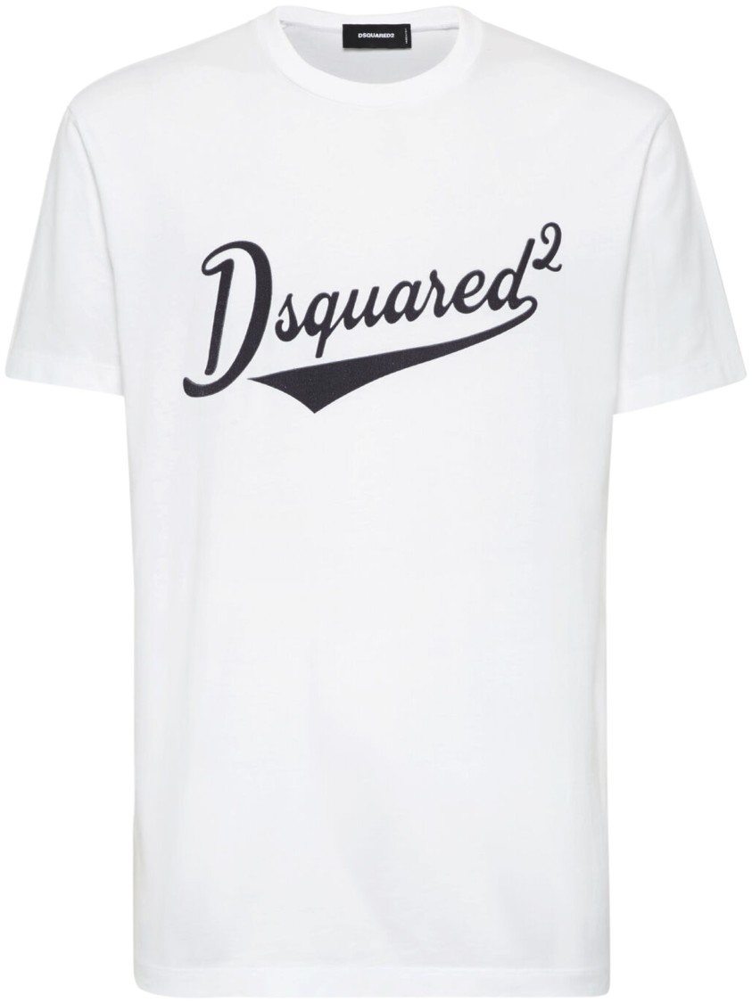 Dsquared2 Crew Neck T-shirt With Bold Logo Print In White