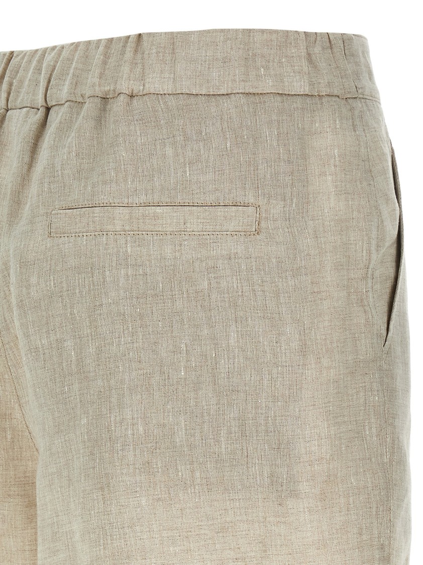 Brunello Cucinelli Tailored Linen Shorts With Hook In Neutral