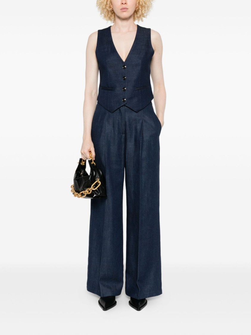 Liu •jo Liu Jo Pleated Front Trousers With High Waist In Blue