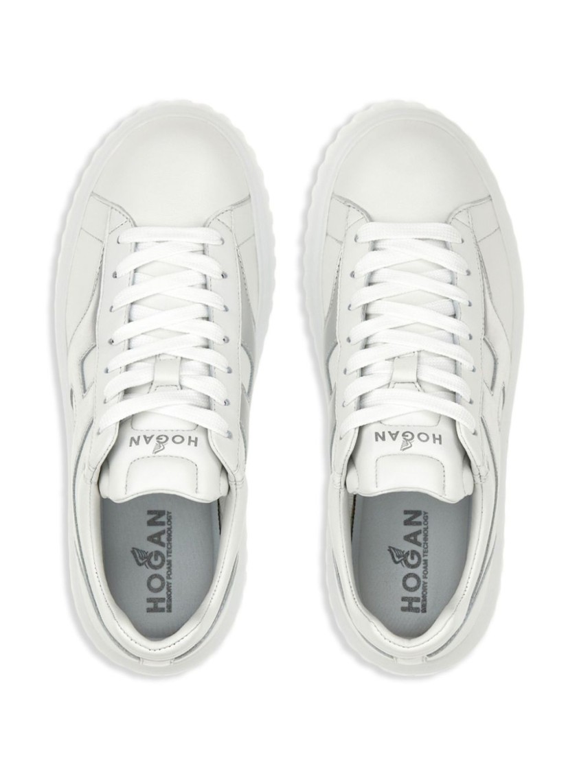 Hogan H-stripes Leather Sneakers In White