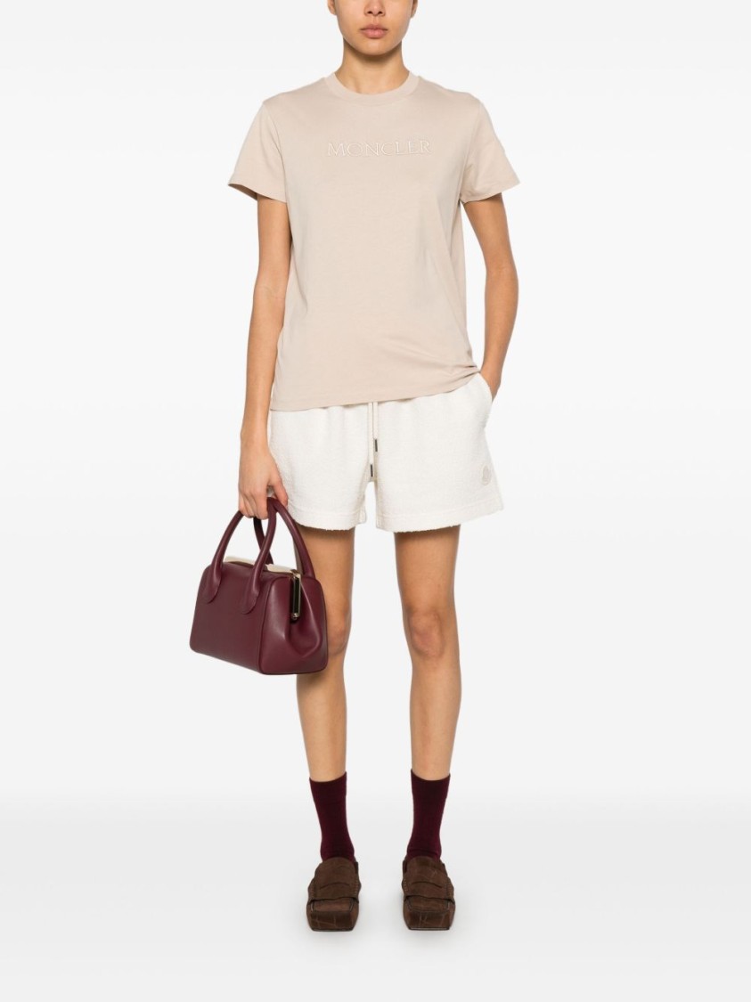 Moncler Relaxed-fit White Shorts With Elastic Waistband In Neutral