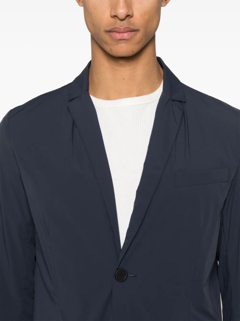 Herno Tailored Black Blazer With Notched Lapels In Blue