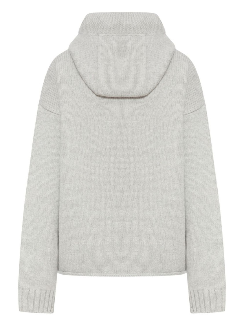 Jw Anderson J. W. Anderson Hooded Grey Wool Sweater With Anchor Embroidery In Gray