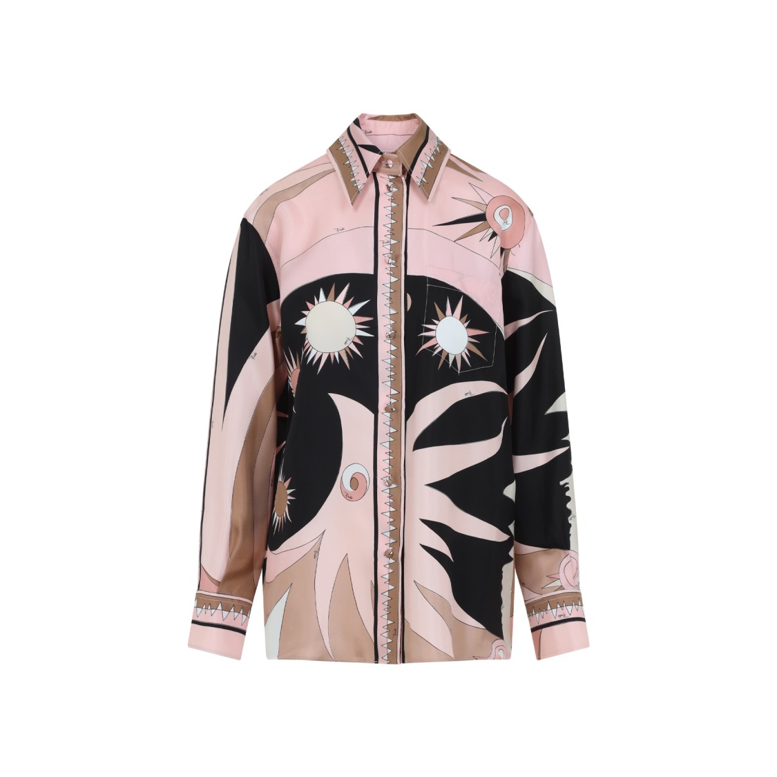 Shop Pucci Nude Beige Silk Stella Shirt