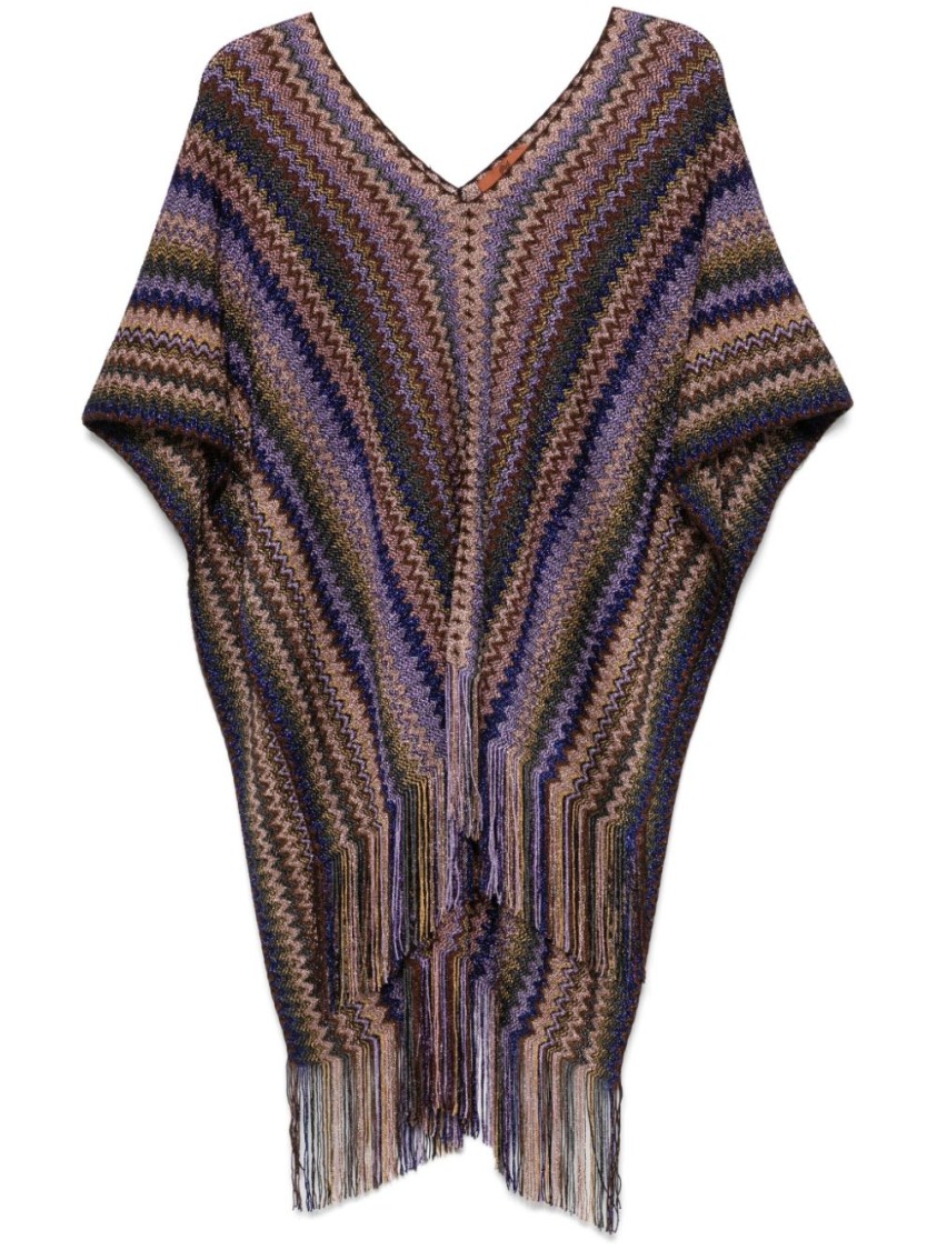 Shop Missoni Multicolour Viscose Poncho In Multicolor
