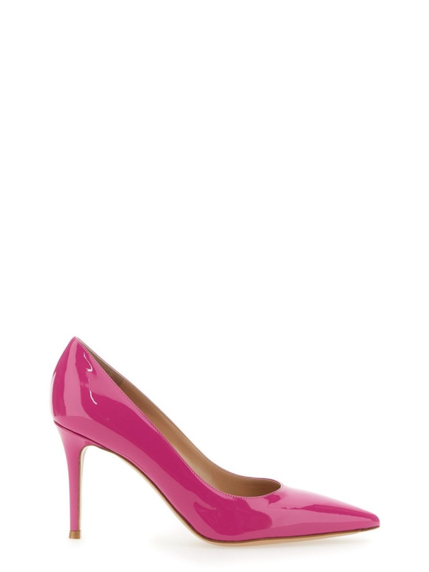 Gianvito Rossi Glossy Leather Pointed Toe Stiletto Heel Pumps In Pink